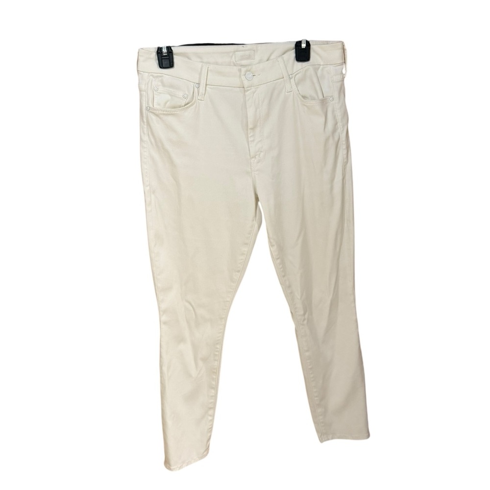 MOTHER The Looker Crop White Straight Leg Ankle Crop Jeans Glass Slipper White - Picture 9 of 15